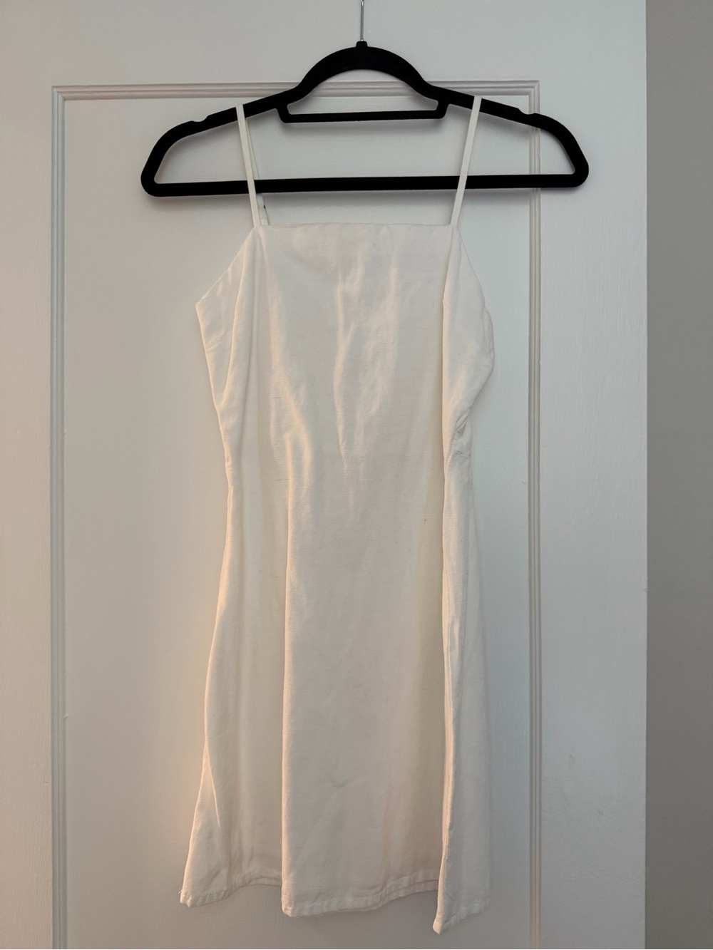 Elegant Cream Spaghetti-Strap Mini Dress
